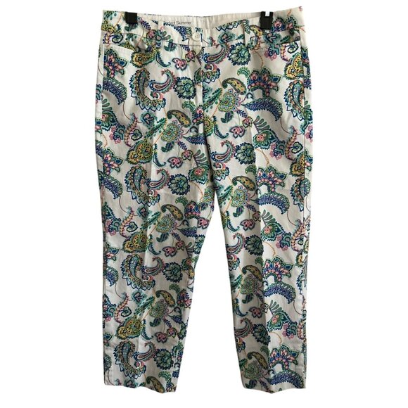 Talbots Womens Multicolored Paisley Print Perfect Skimmer Pants Size 4 - Picture 1 of 7